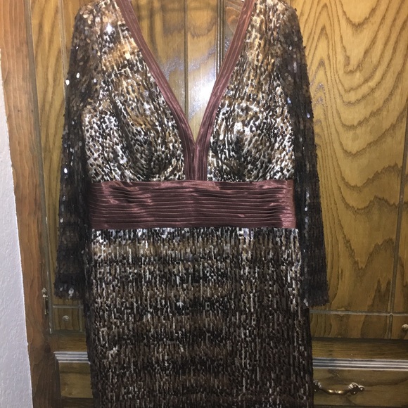 Clarisse plus size 20 Chocolate Sequin Dress NWT - Picture 3 of 8